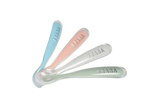 Béaba Set of 1st age silicone spoons eucalyptus