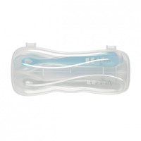 Set 2 1st age silicon spoon + transport box grey/blue