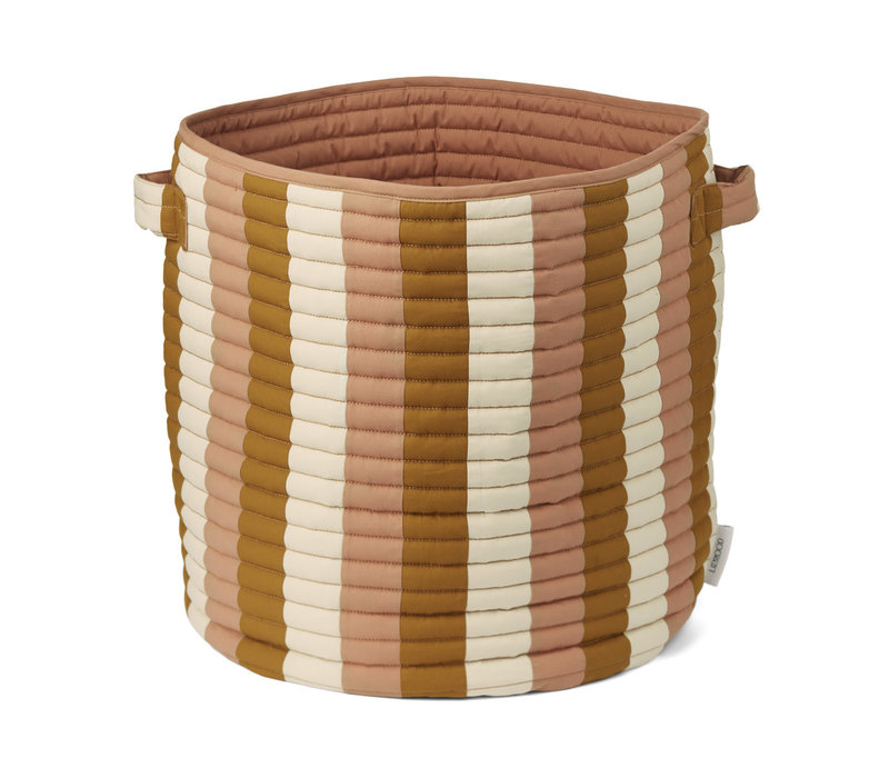 Lia quilted basket Stripe Tuscany rose/ Golden caramel/ Sandy