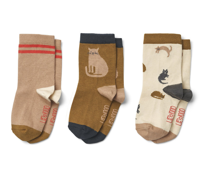 Silas socks 3-pack Miauw/ Apple blossom mix