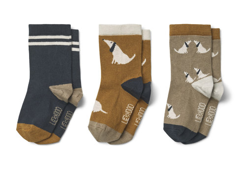 Liewood Silas socks 3-pack Dog/ Oat mix