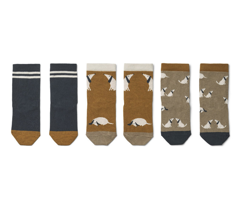 Silas socks 3-pack Dog/ Oat mix