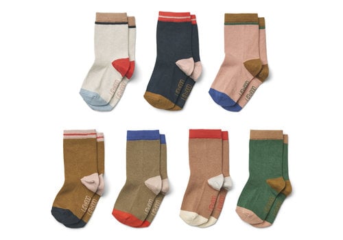 Liewood Silas socks 7-pack Rose multi mix