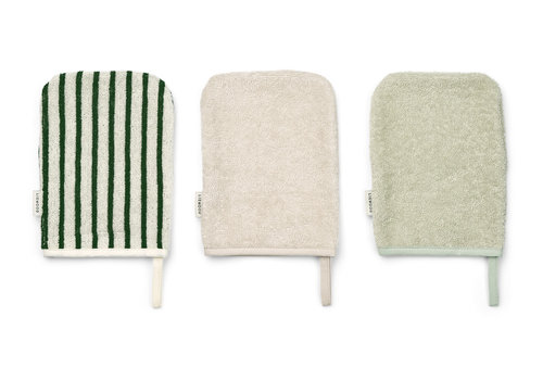 Liewood Sylvester washandjes 3-Pack Classic/ Garden green mix