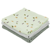 Muslin cloths 3-pack mix 55x55cm - Friendly Vegetables