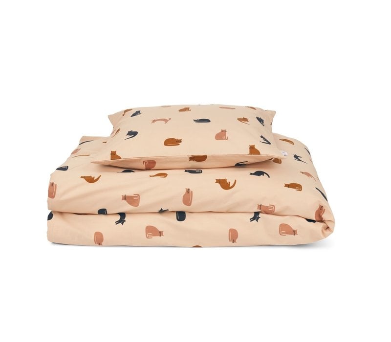 Ingeborg junior bedding print Miauw/ apple blossom mix