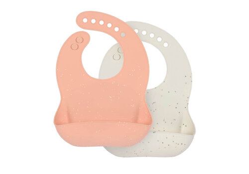 Lässig Silicone Bib 2 pcs apricot/ nature