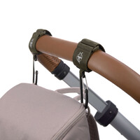 Stroller hooks with carabiner 2-pack olive