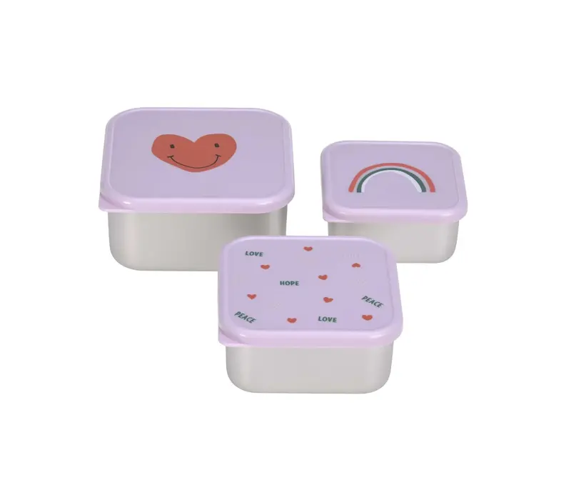 Stainless Steel 3 pcs Happy Rascals Heart lavender