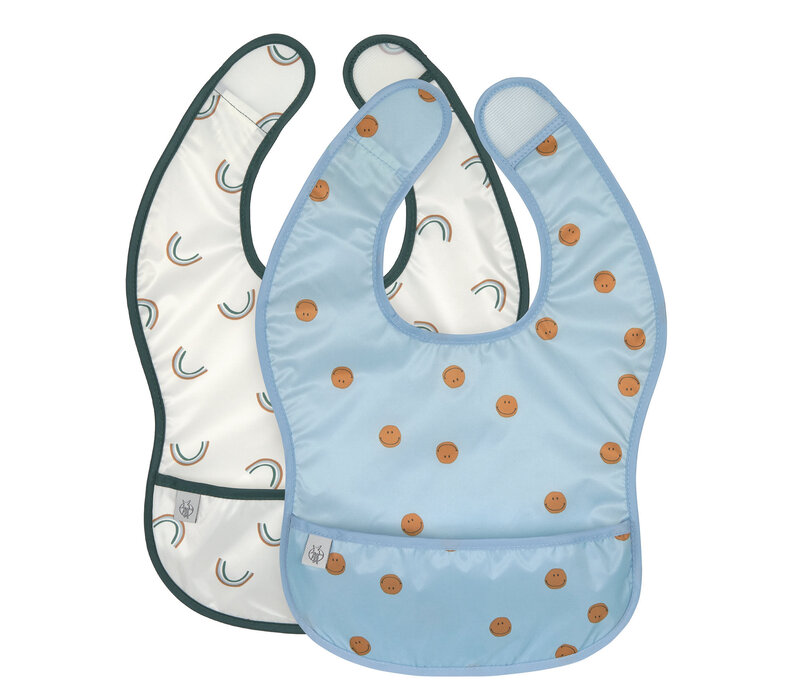 Lightweight Bib 2 pcs Smile sky blue