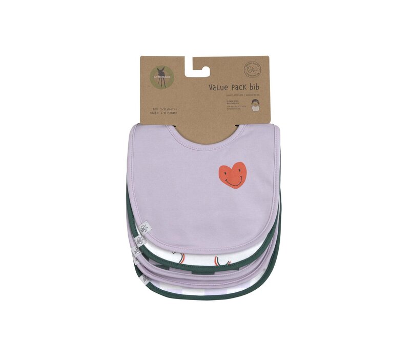 Value Pack Bib 5 pcs Heart lavender