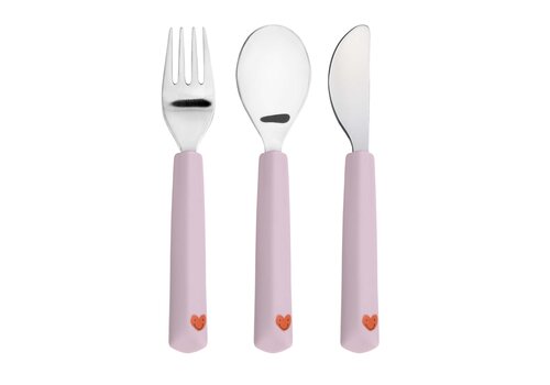 Lässig Cutlery with Silicone Handle 3 pcs Heart lavender