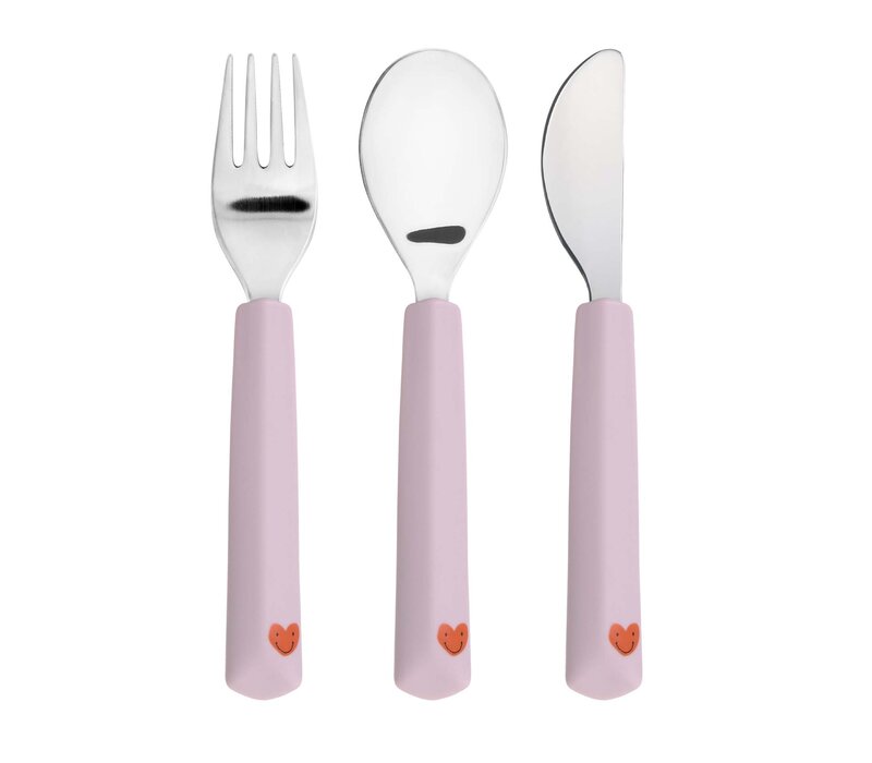 Cutlery with Silicone Handle 3 pcs Heart lavender