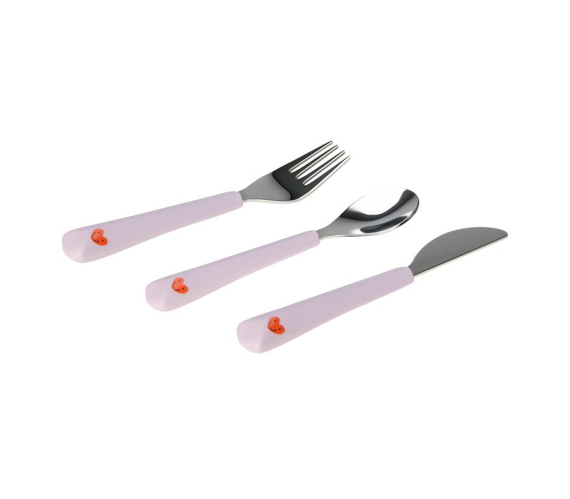 Cutlery with Silicone Handle 3 pcs Heart lavender