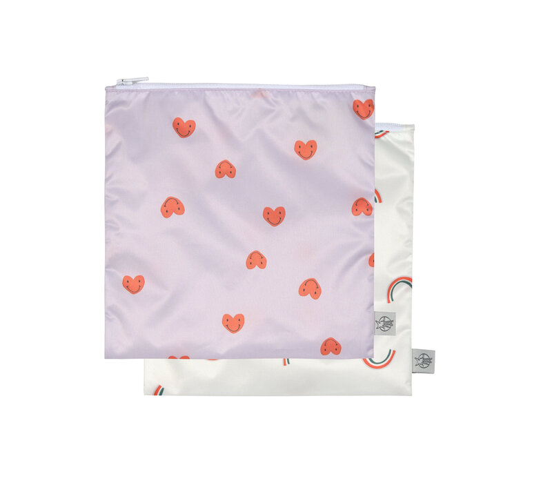 Snack Bag 2 pcs Happy Rascals Heart lavender