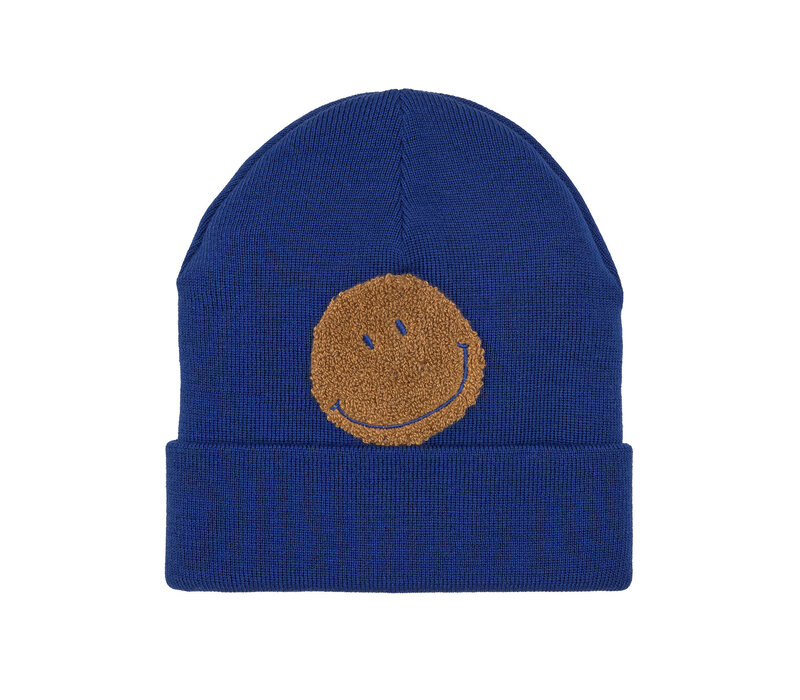 Merino beanie Smile blue