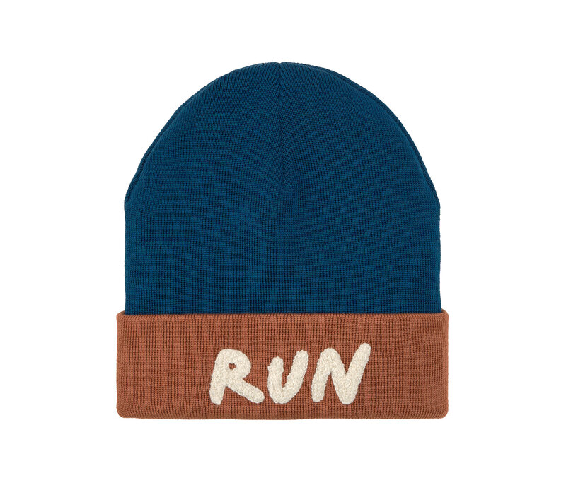 Merino beanie Run brown/ blue