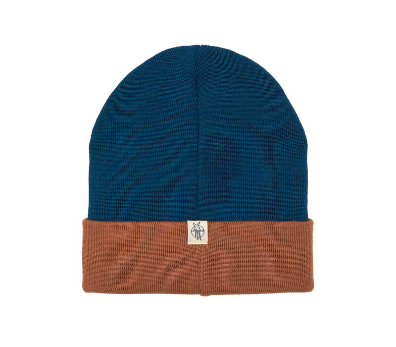 Merino beanie Run brown/ blue