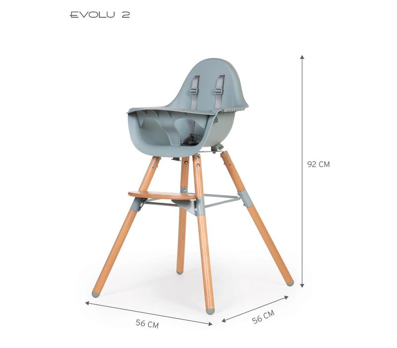 Evolu 2 eetstoel 2-in-1 + beugel Naturel/munt