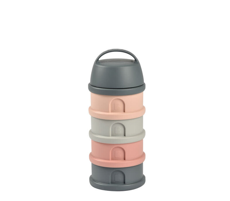 Stapelbare doseerdozen 4 compartimenten Mineral grey/ pink