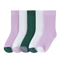 Ribbed socks 5 pcs Lilac/ milky/ ocean green