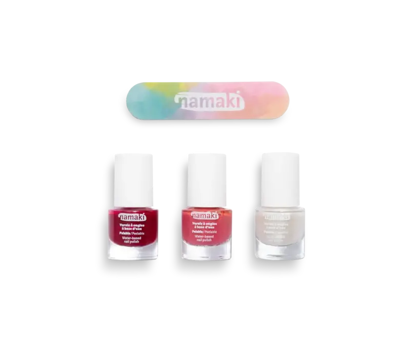 Nagellak op waterbasis set 3st - Fruity Sorbet/ Raspberry Fuchsia/ Pearly white