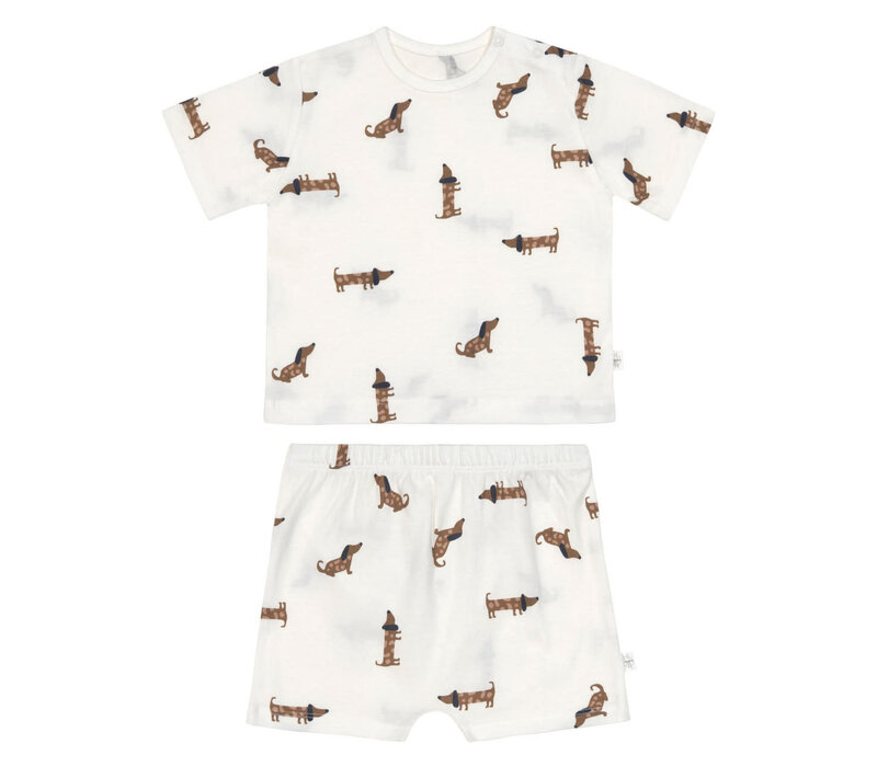 Short Sleeve Pyjama set Dog milky