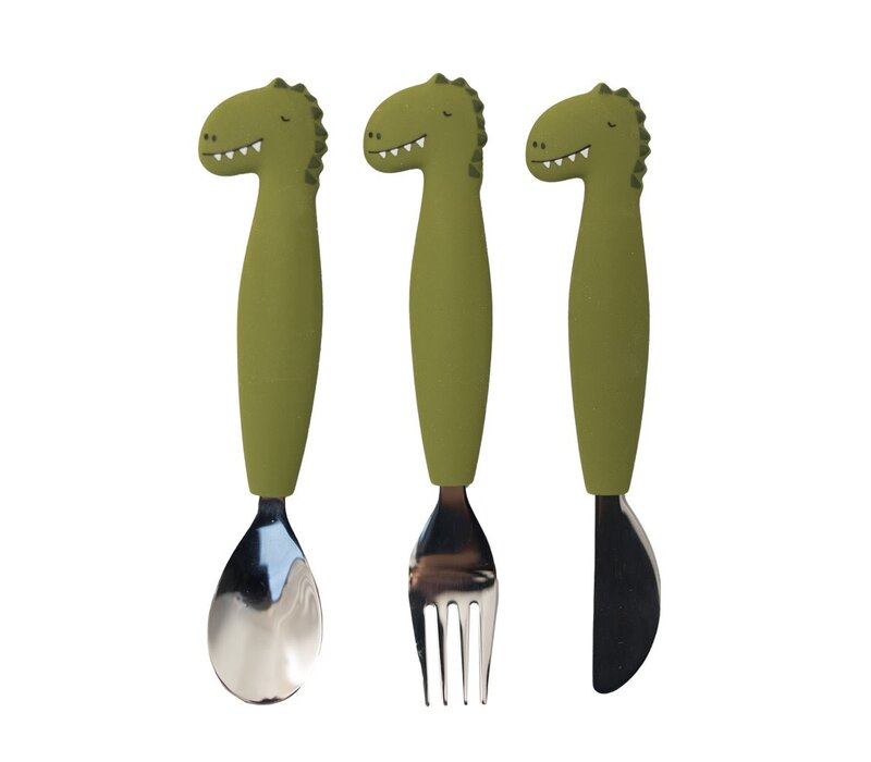 Silicone cutlery set 3-pack - Mr. Dino