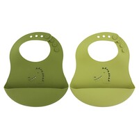 Silicone bib 2-pack - Mr. Dino