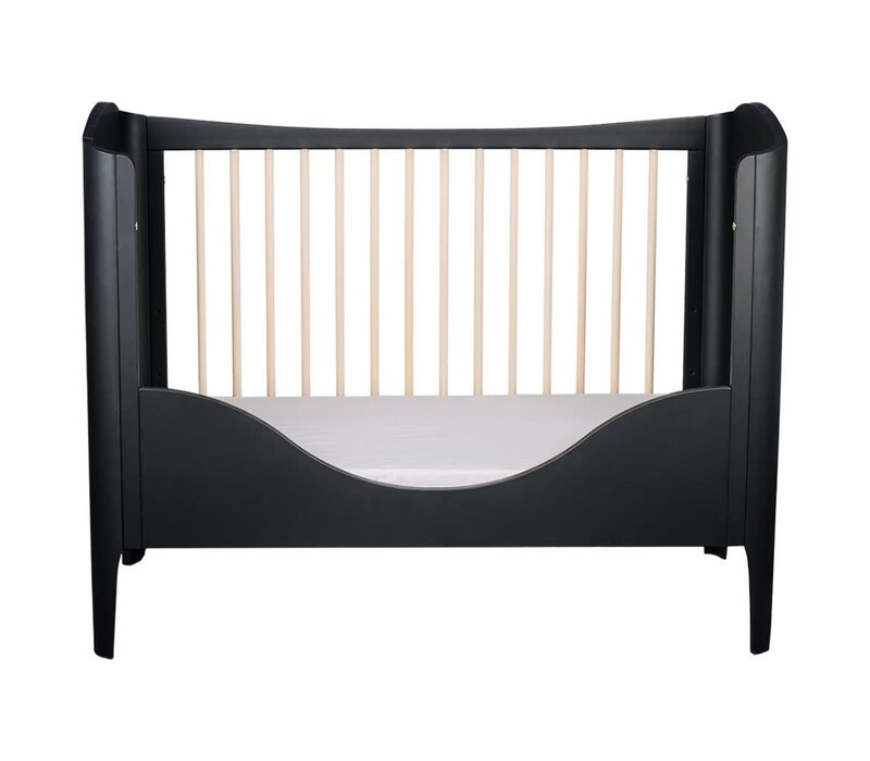 Zijpaneel WAVE voor ledikant 60x120 black satin/ wax