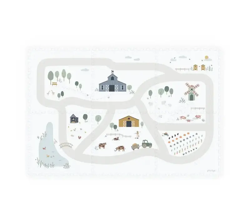 Omkeerbare 2-in-1 speelmat Farm (120x180cm - 6 tegels)