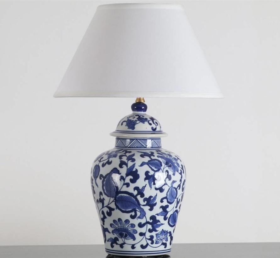 Chinese Vase Lamp with Floral Motifs / (Blue Painting)