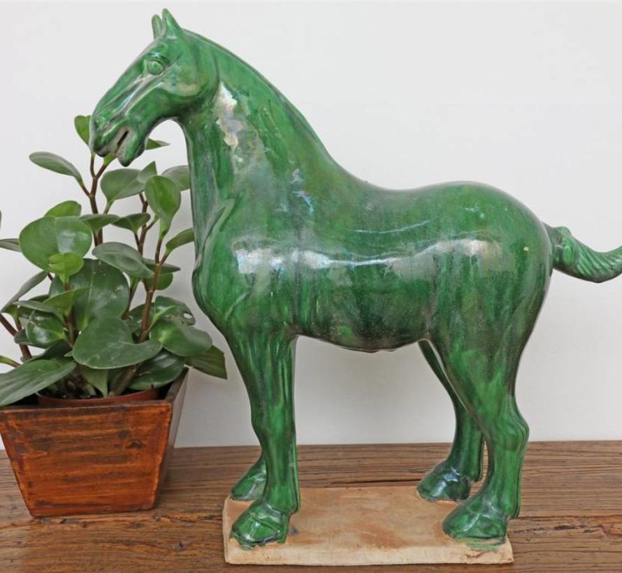 Tang horse terracotta feng shui symbol endurance victory green