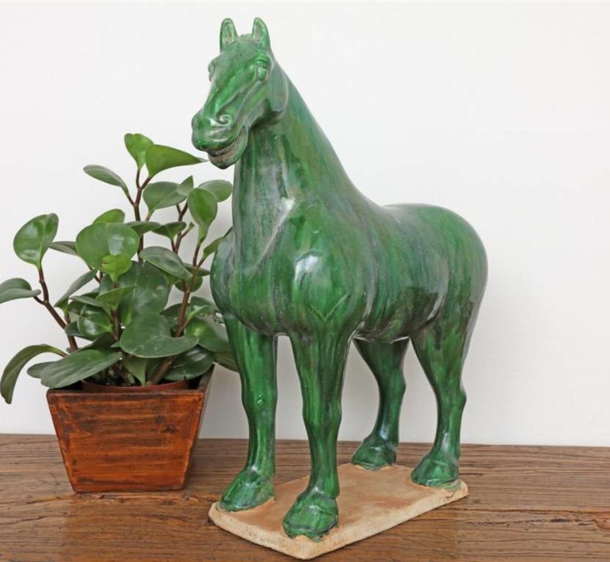 Tang-Pferd Terrakotta Feng Shui Symbol Ausdauer Sieg dunkelgrün