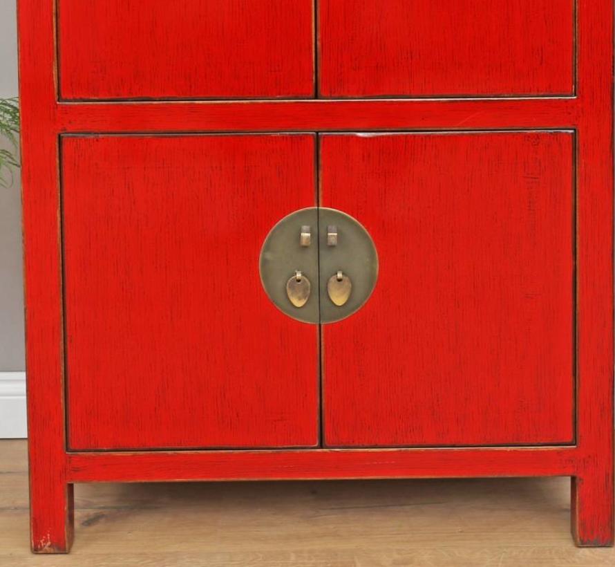 Chinesische Kommode Hochzeitschrank Schrank Massivholz rot