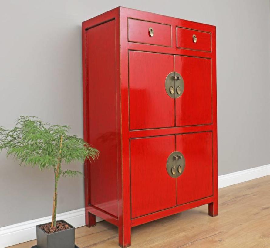 Chinesische Kommode Hochzeitschrank Schrank Massivholz rot