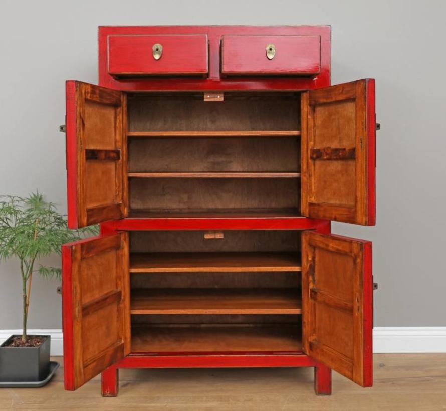 Chinesische Kommode Hochzeitschrank Schrank Massivholz rot