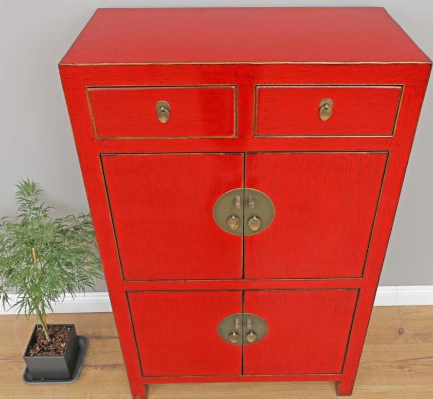 Chinesische Kommode Hochzeitschrank Schrank Massivholz rot