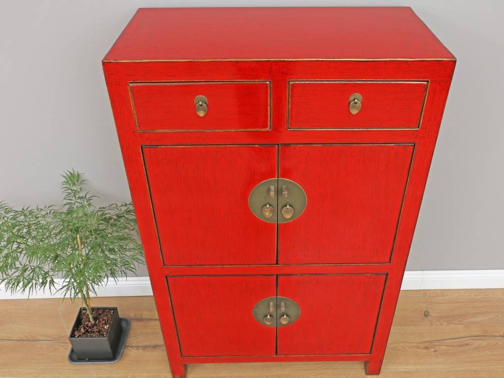 Chinese Dresser Cupboard 4 Doors Red Yajutang Mobel Gmbh
