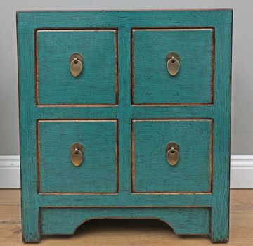 Yajutang chinesische Kommode 4 Schubladen türkis