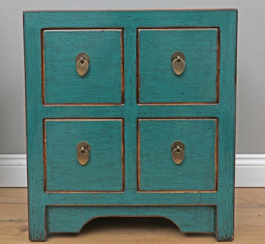 Chinese dresser sideboard 4 drawers turquoise