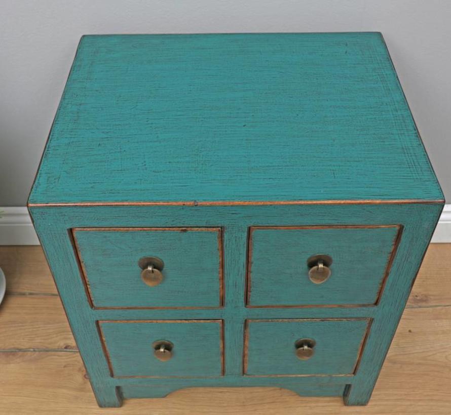 Chinese dresser sideboard 4 drawers turquoise