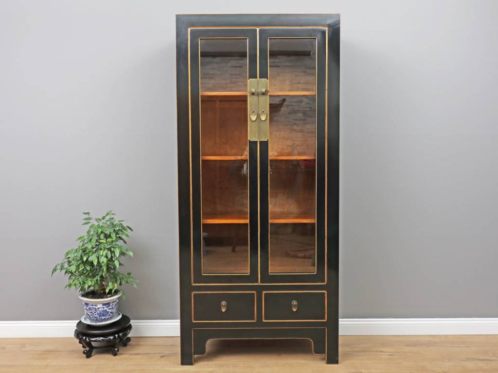 Showcases Cabinet 2 Doors 2 Drawers Black Yajutang Mobel Gmbh