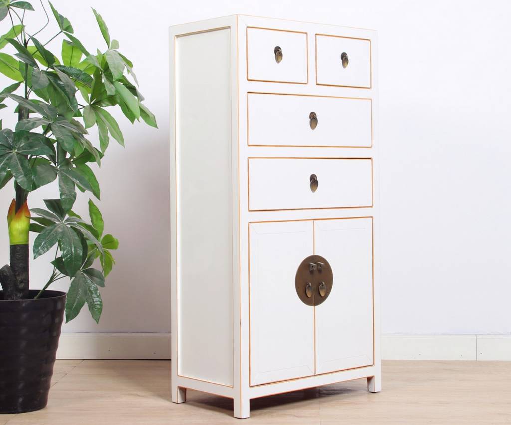 Chinese Chest Of Drawers 4 Drawers 2 Doors White Yajutang Mobel Gmbh