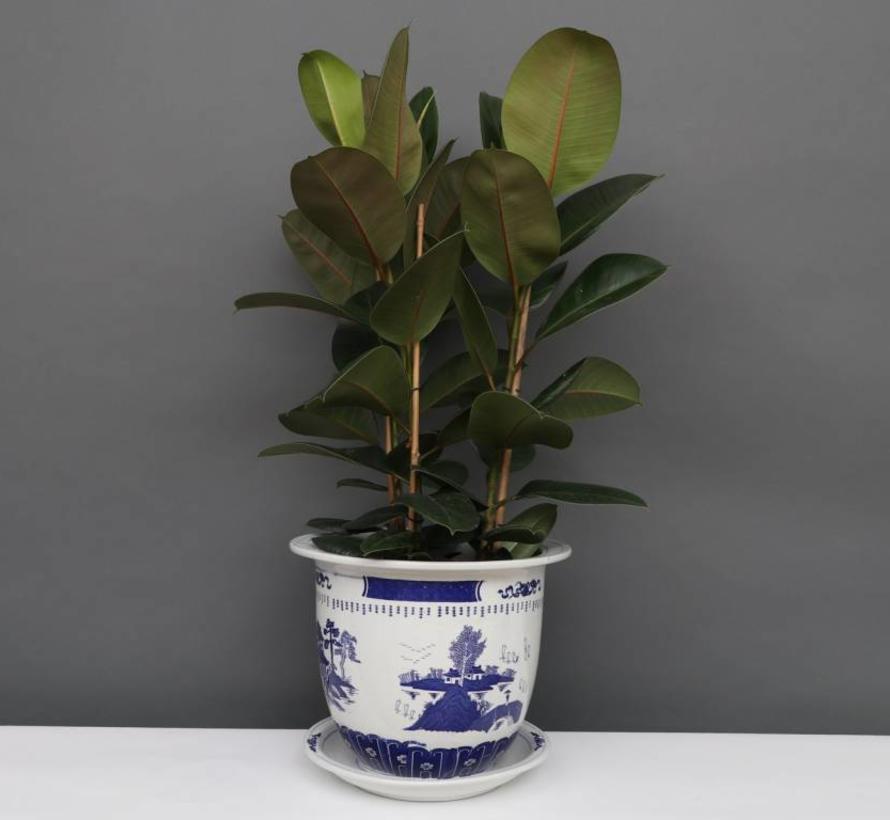 China Porcelain Flowerpot Blue-White with Landscape Ø 28cm