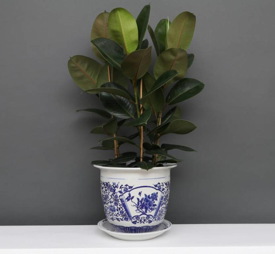 China porcelain flowerpot blue-white with peony flower Ø24cm