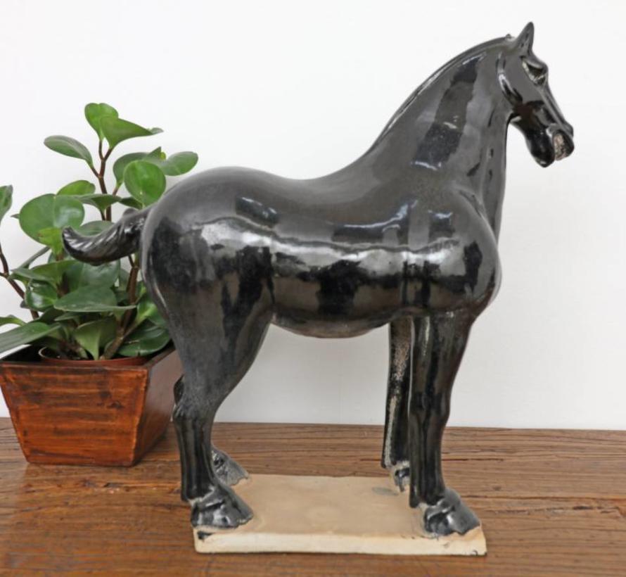 Tang-Pferd Terrakotta Feng Shui Symbol Ausdauer Sieg schwarz