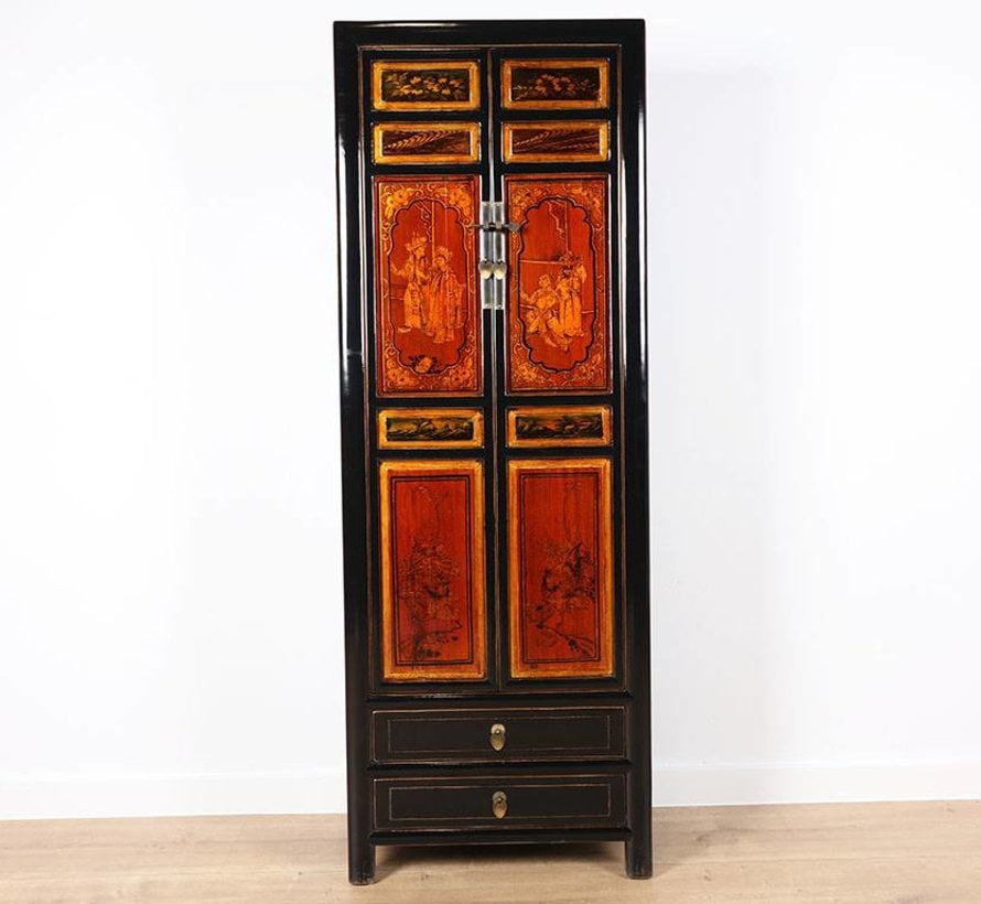 Chinese Cabinet Painting Oriental Asian Style With Two Doors