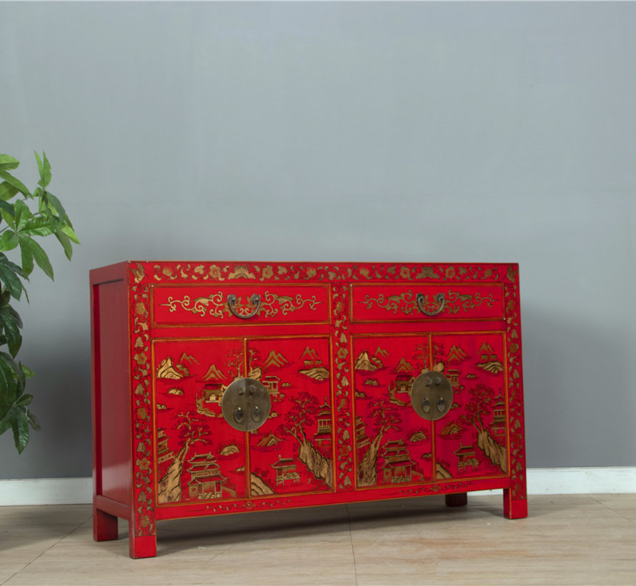 beautiful sideboard with hand gilt painting landscape