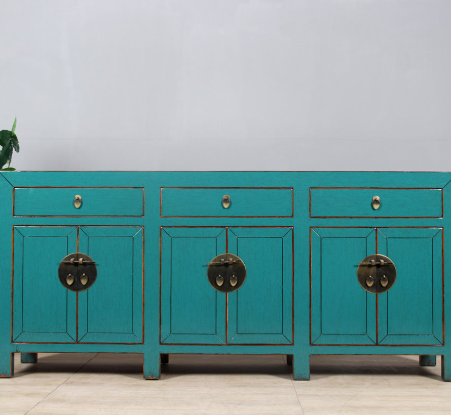 Chinese dresser sideboard 6 doors 3 drawers turquoise